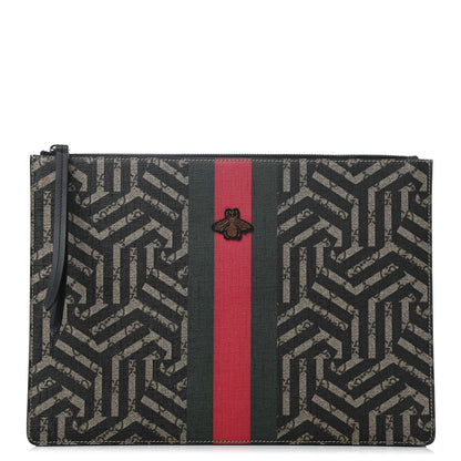 Gucci GG Supreme Monogram Caleido Web Medium Documents Holder Beige Black 1 of 10