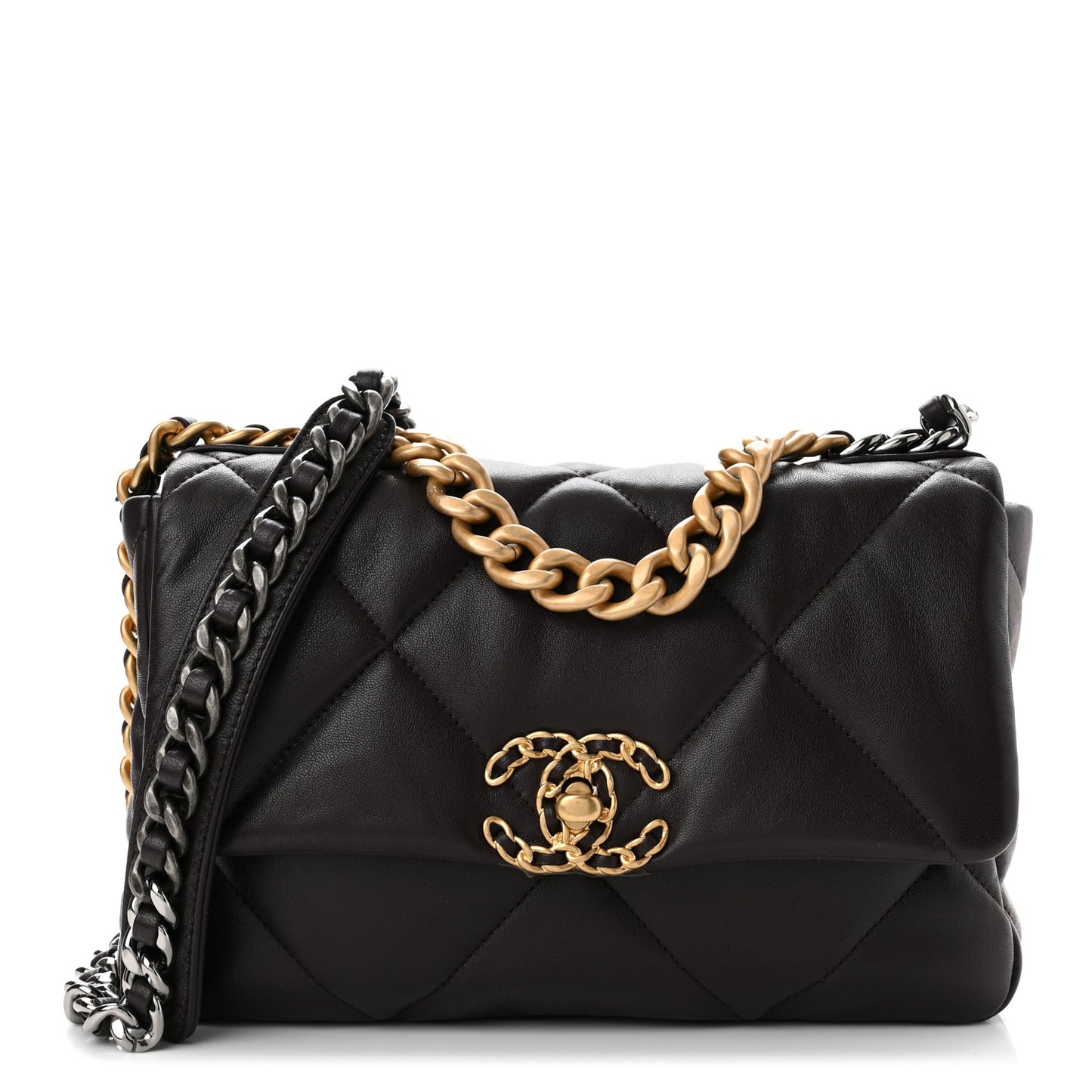Lambskin Quilted Medium Chanel 19 Flap Dark Brown