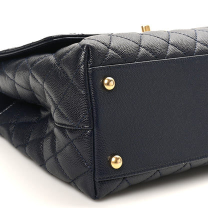Chanel Caviar Quilted Small Coco Chain Handle Flap Navy Blue 8 of 10