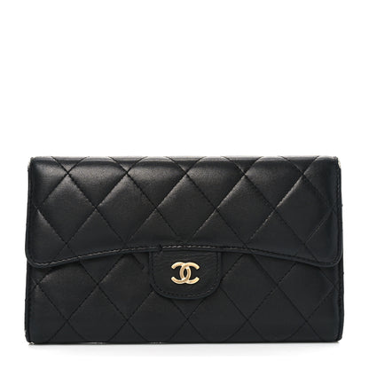 Chanel Lambskin Quilted Large Flap Wallet Black 1 of 12