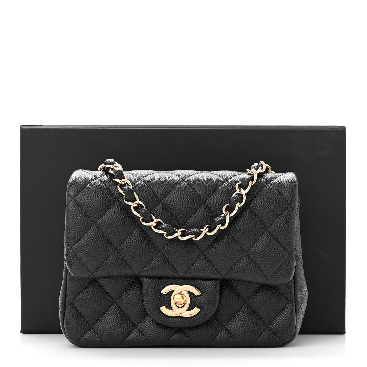 Caviar Quilted Mini Square Flap Black