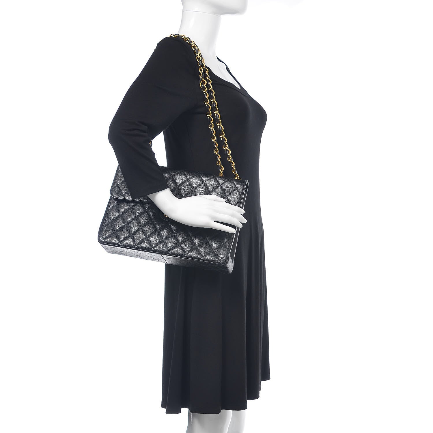 Chanel Caviar Quilted Jumbo Single Flap Black 2 of 10