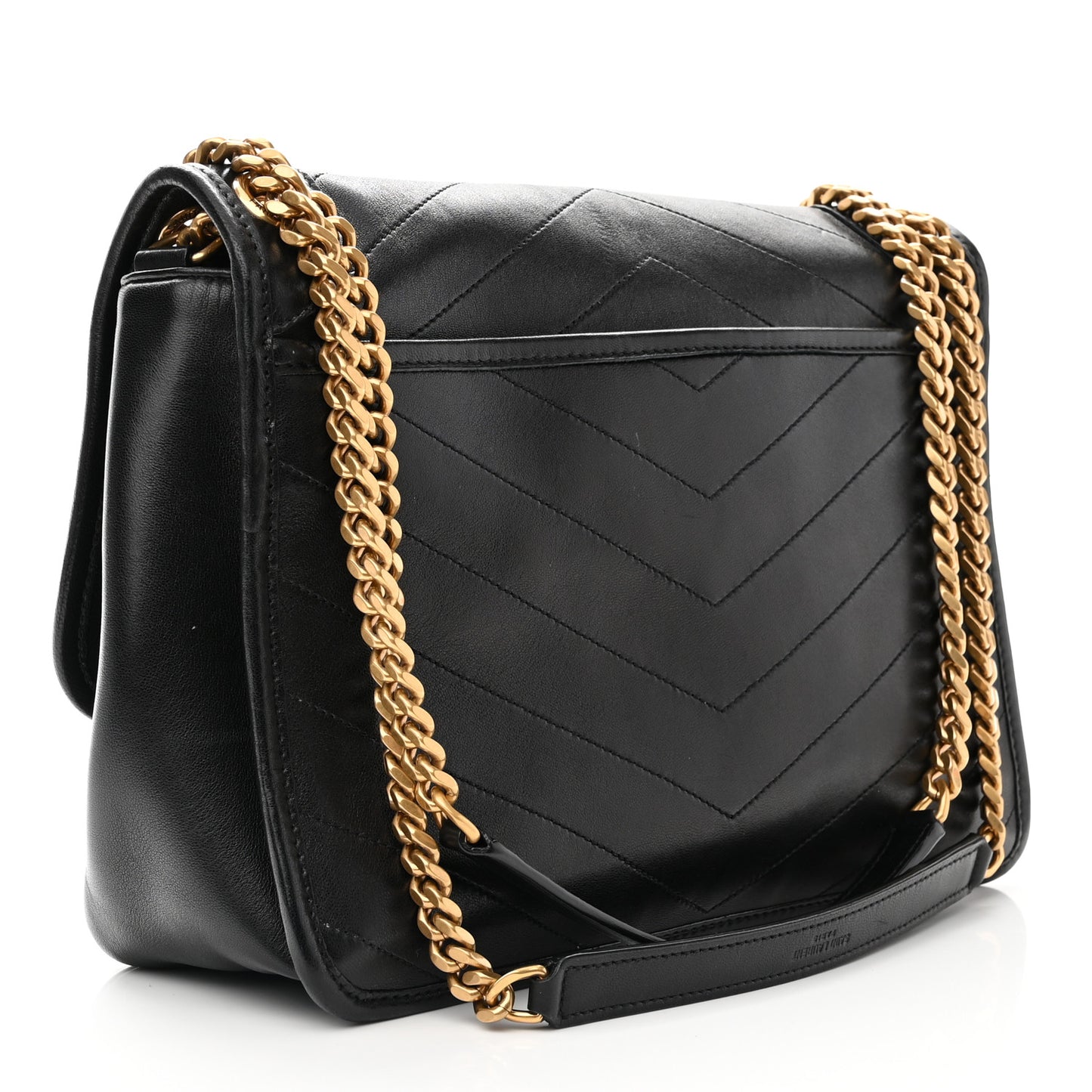 Lambskin Matelasse Monogram Medium Niki Chain Satchel Black