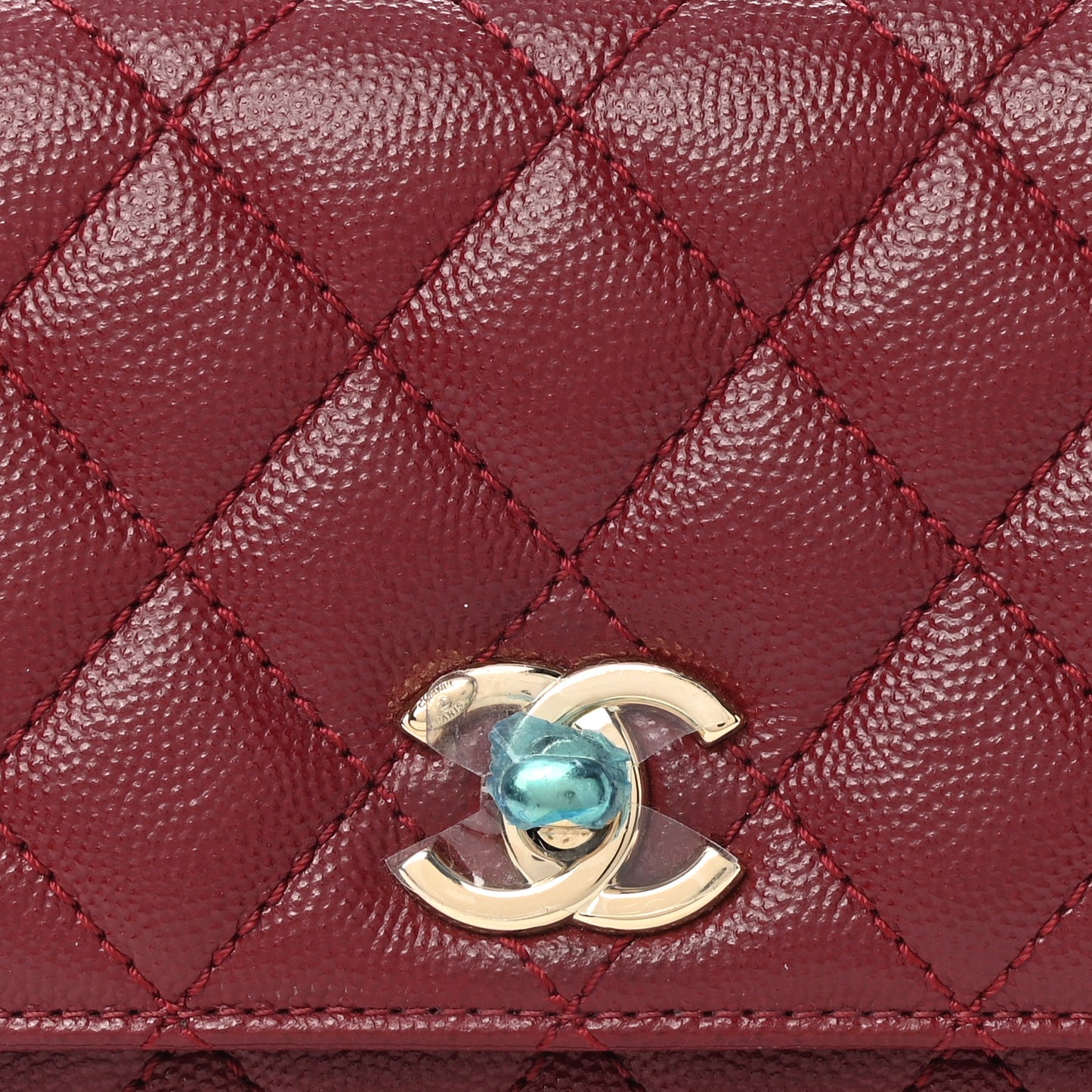 Caviar Quilted Lizard Embossed Extra Mini Coco Handle Flap Burgundy