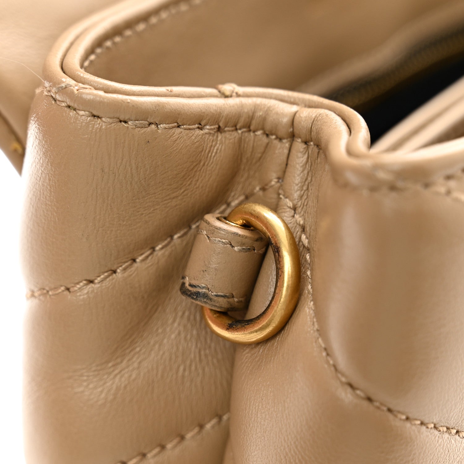 Saint Laurent Calfskin Y Quilted Monogram Toy Loulou Crossbody Bag Latte 12 of 13