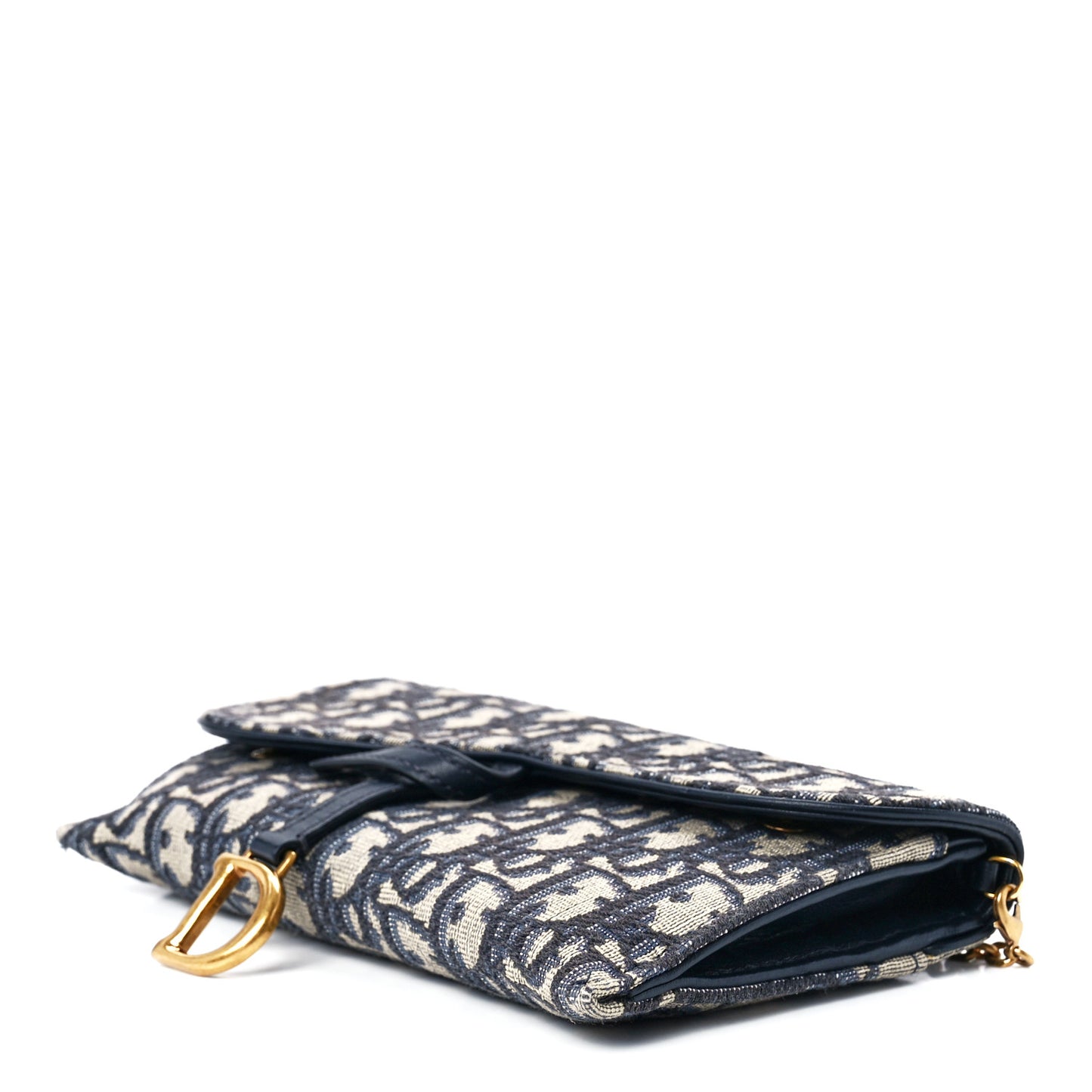 Oblique Saddle Chain Long Wallet Blue