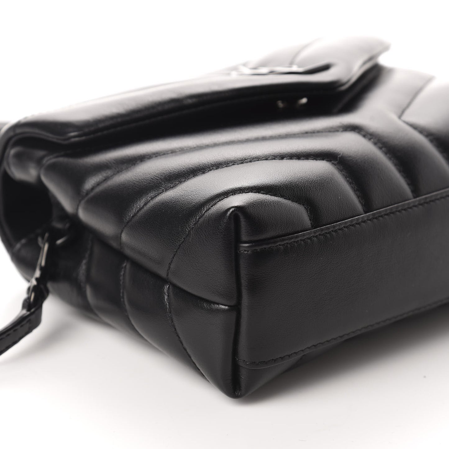 Calfskin Y Quilted Monogram Toy Loulou Crossbody Bag Black