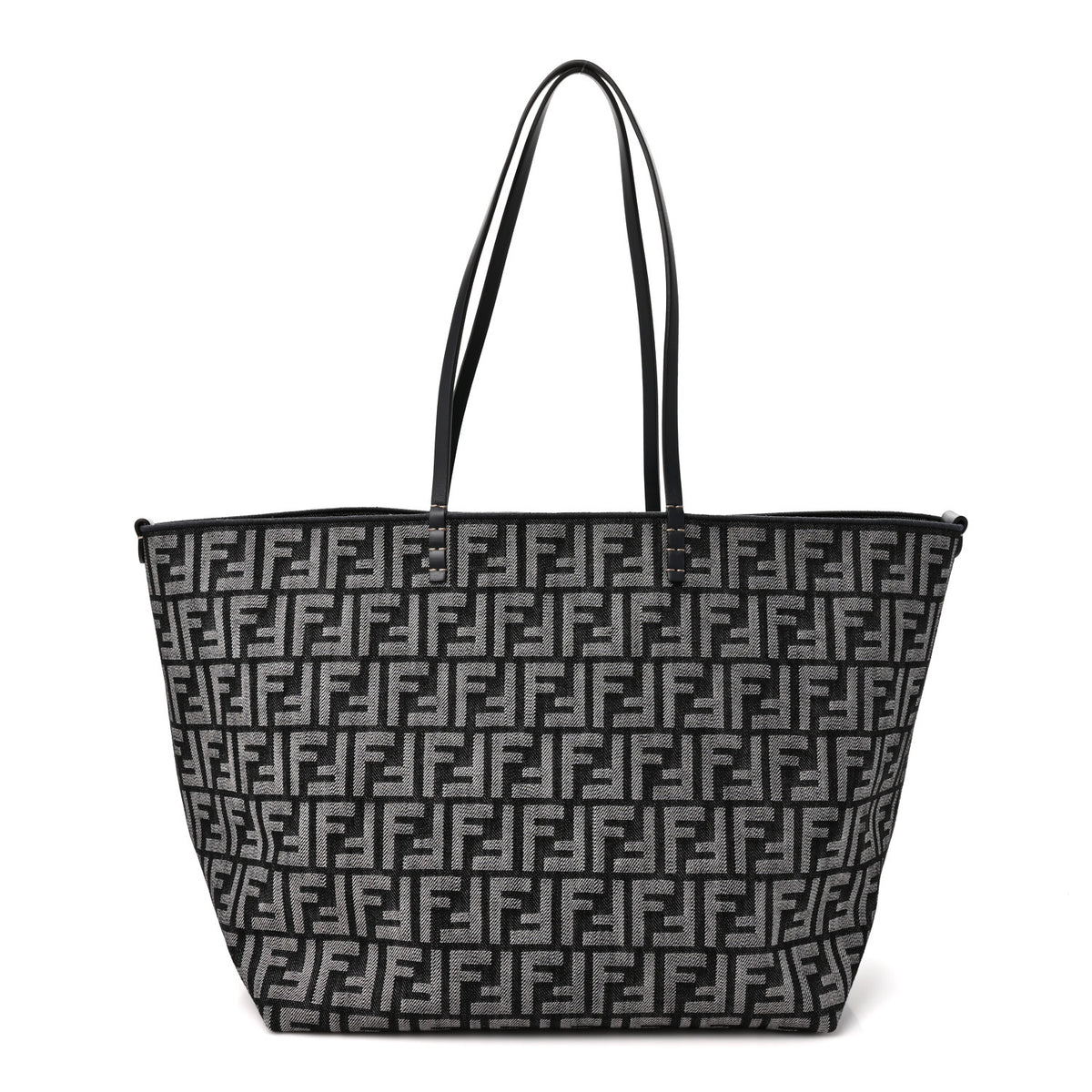 Fendi Chenille Vitello Santa Barbara FF Large Roll Reversible Shopping Tote Grigio Notte Flamingo 1 of 10
