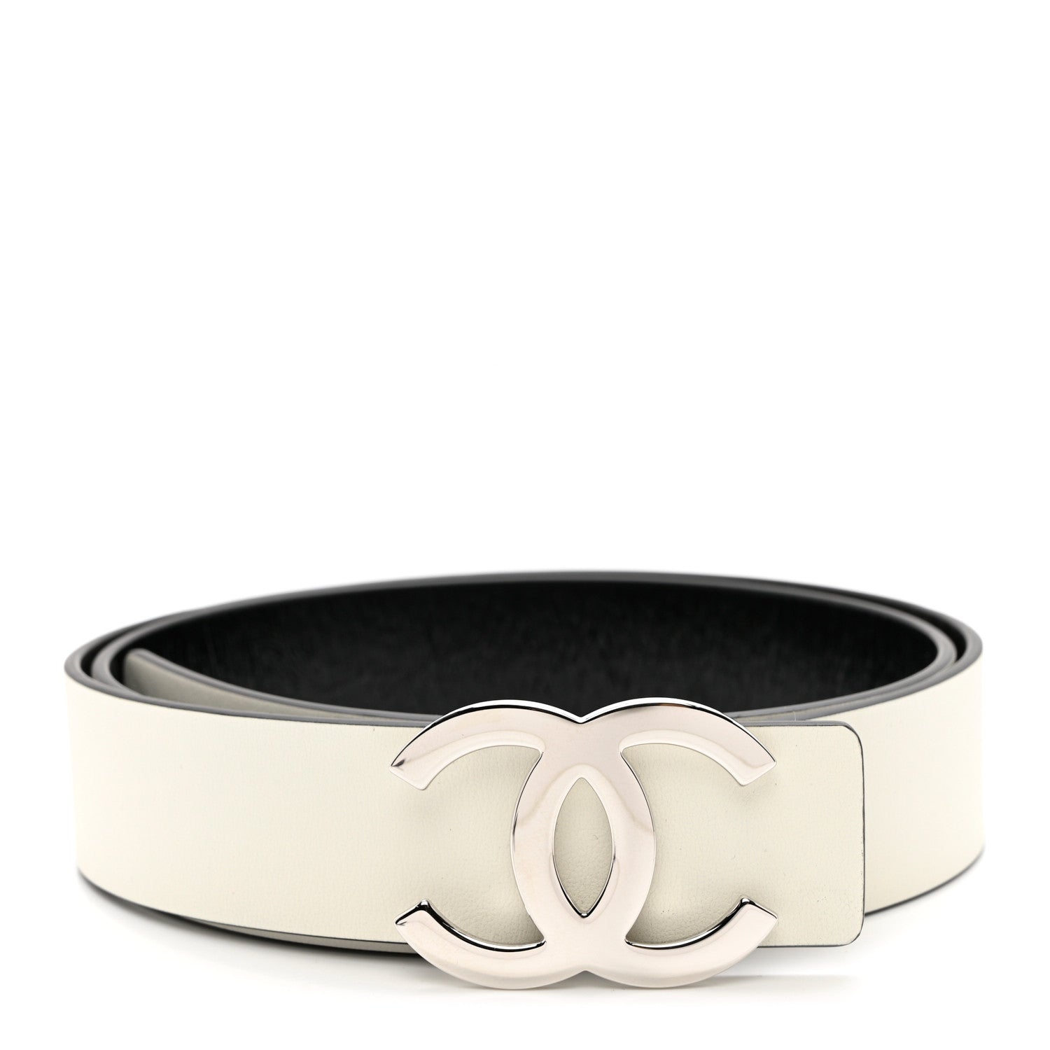 Chanel Calfskin CC Reversible Belt 95 Black White 1 of 5