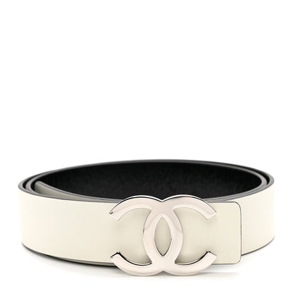 Chanel Calfskin CC Reversible Belt 95 Black White 1 of 5