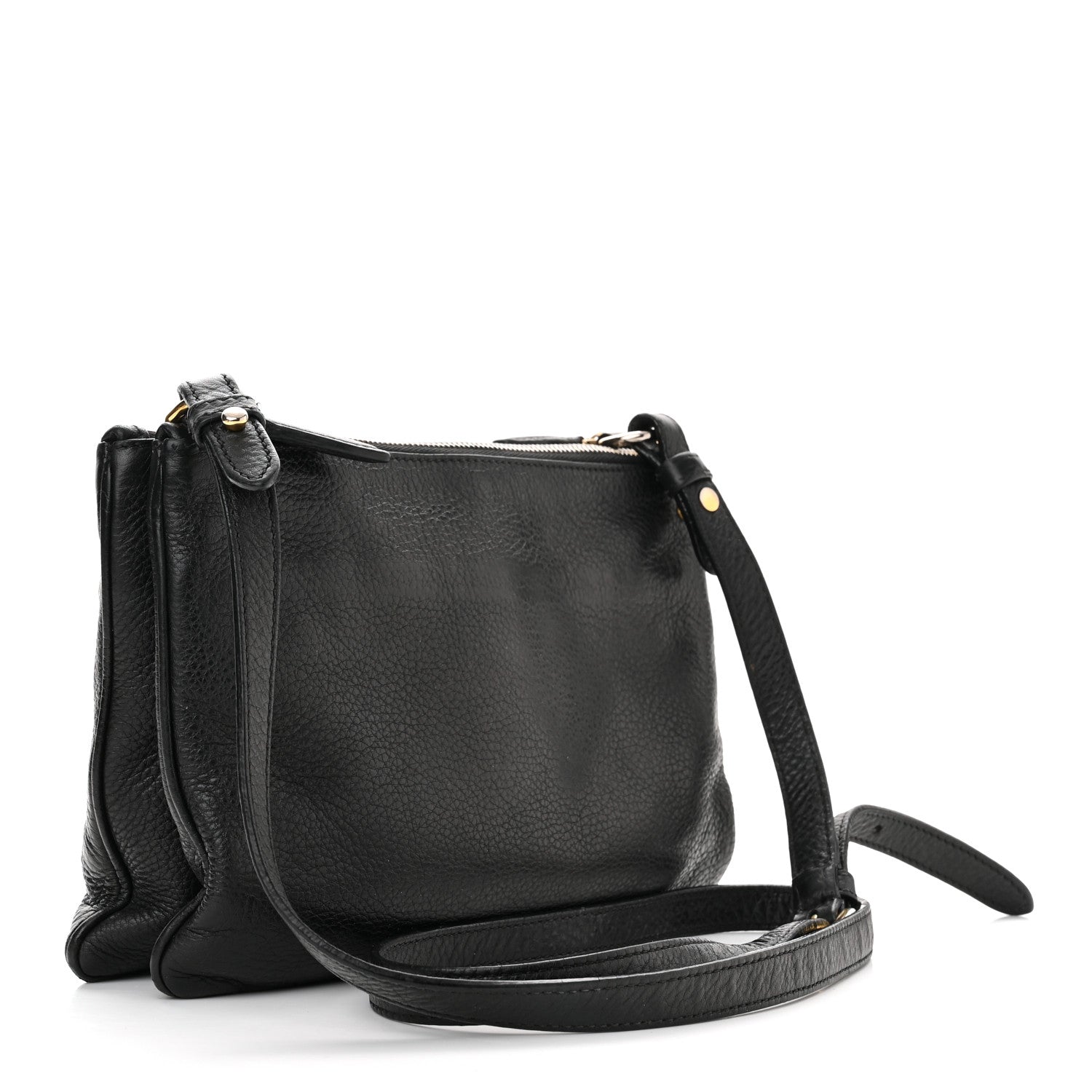 Prada Vitello Phenix Double Zip Crossbody Bag Black 2 of 10