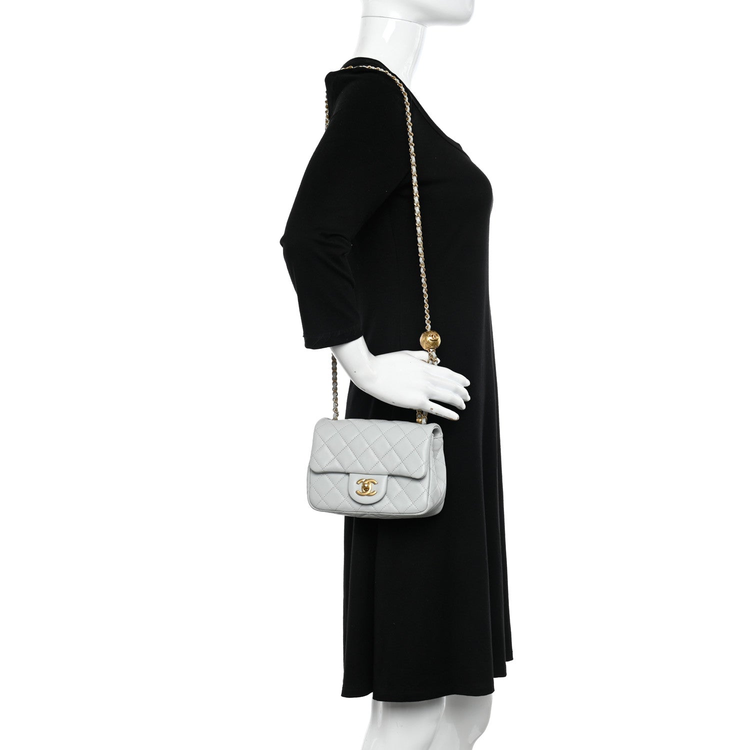 Chanel Lambskin Quilted Mini Pearl Crush Flap Light Grey 2 of 10