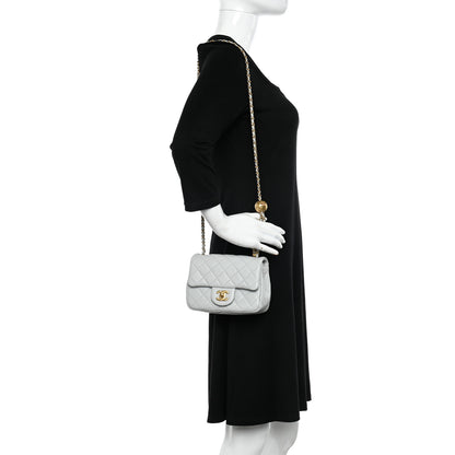 Chanel Lambskin Quilted Mini Pearl Crush Flap Light Grey 2 of 10