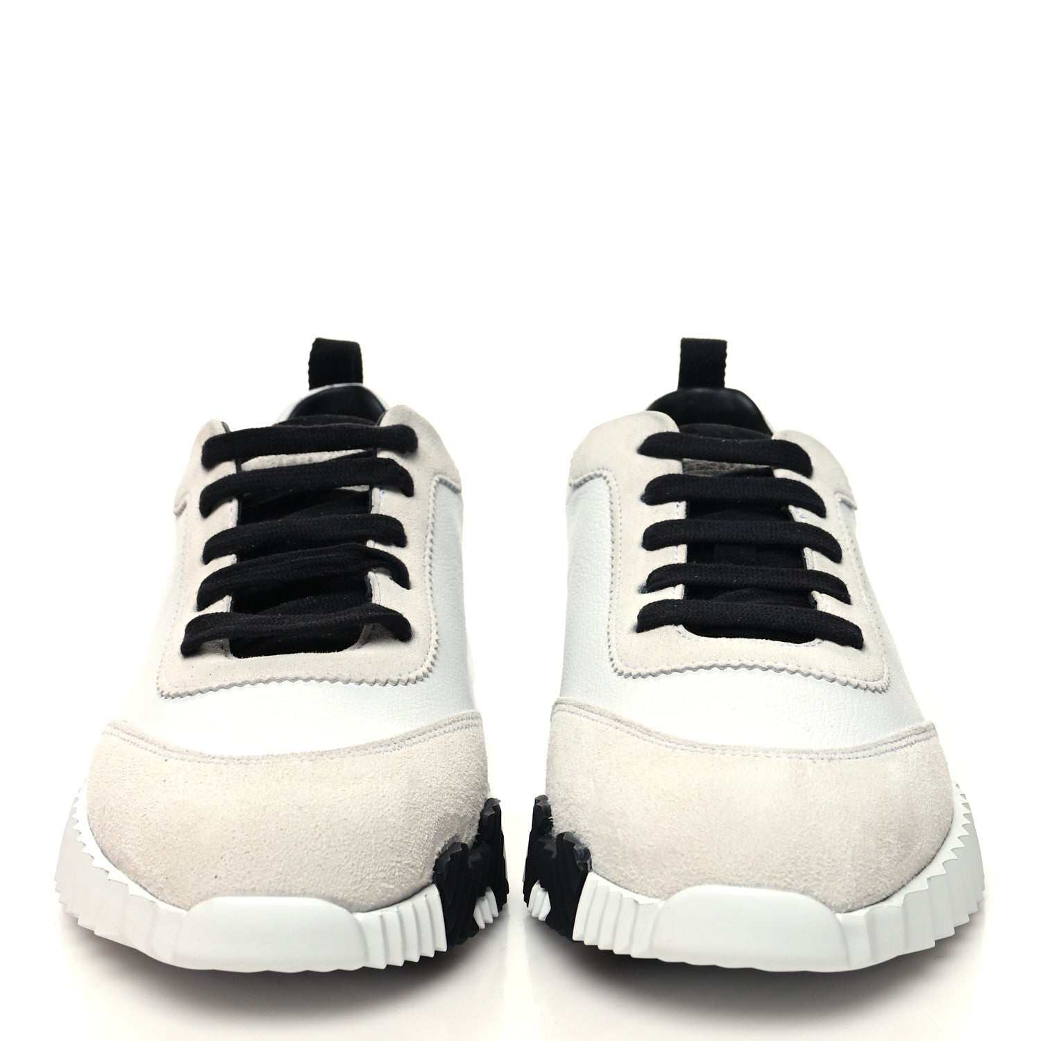Hermes Goatskin Suede Goatskin Bouncing Sneakers 37 White Black 2 of 9