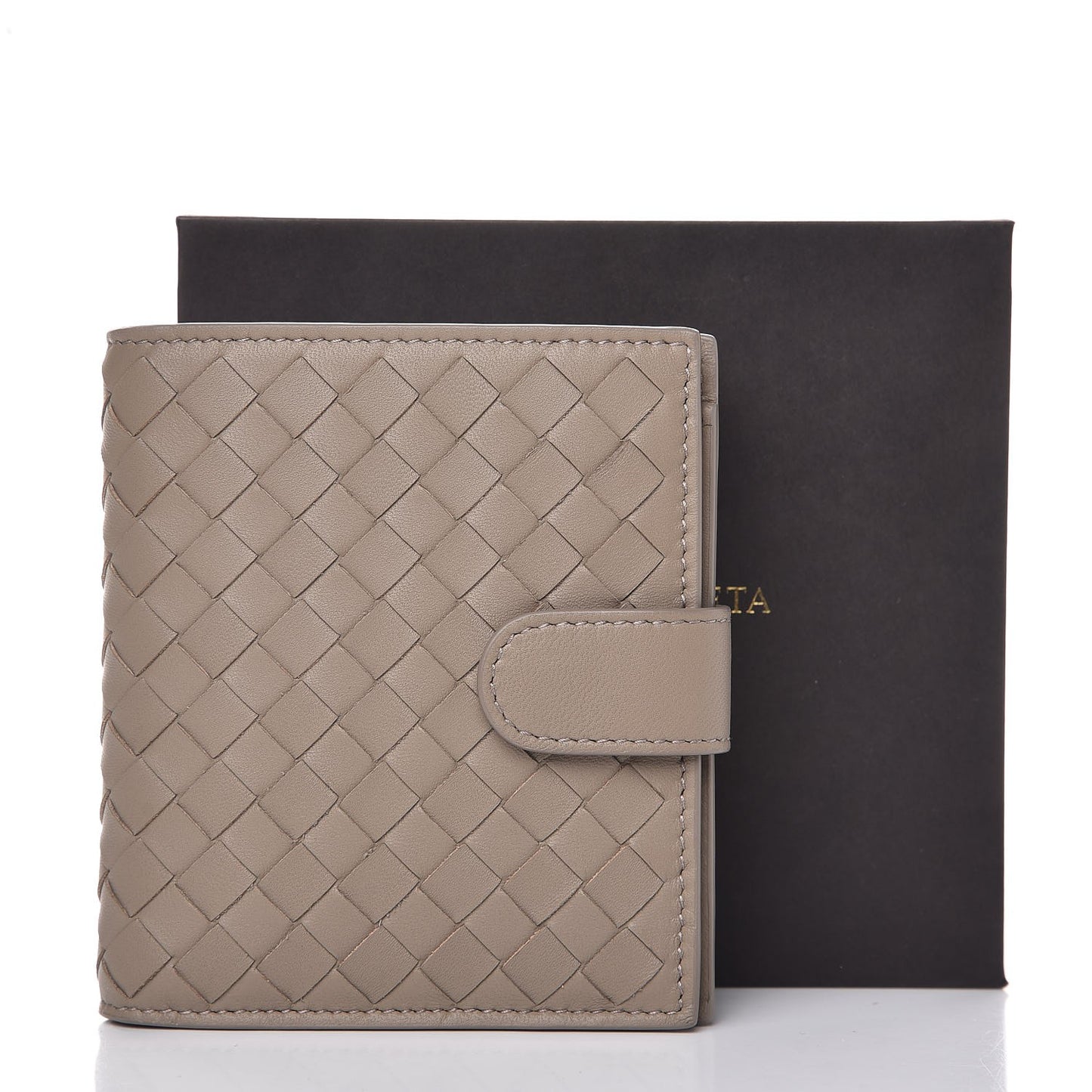 Nappa Intrecciato French Compact Wallet Shadow