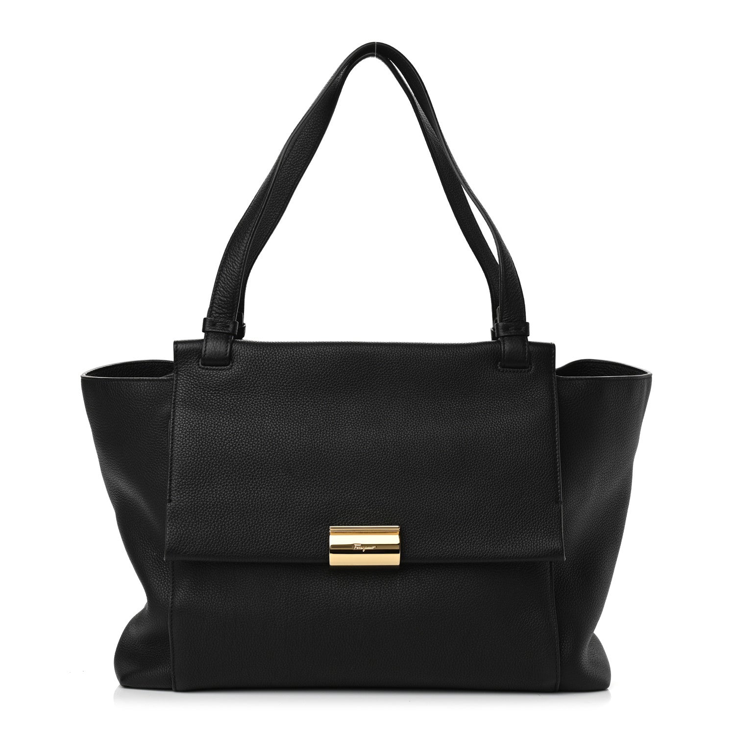 Salvatore Ferragamo Grained Calfskin Bitter Pocket Tote Black 1 of 20