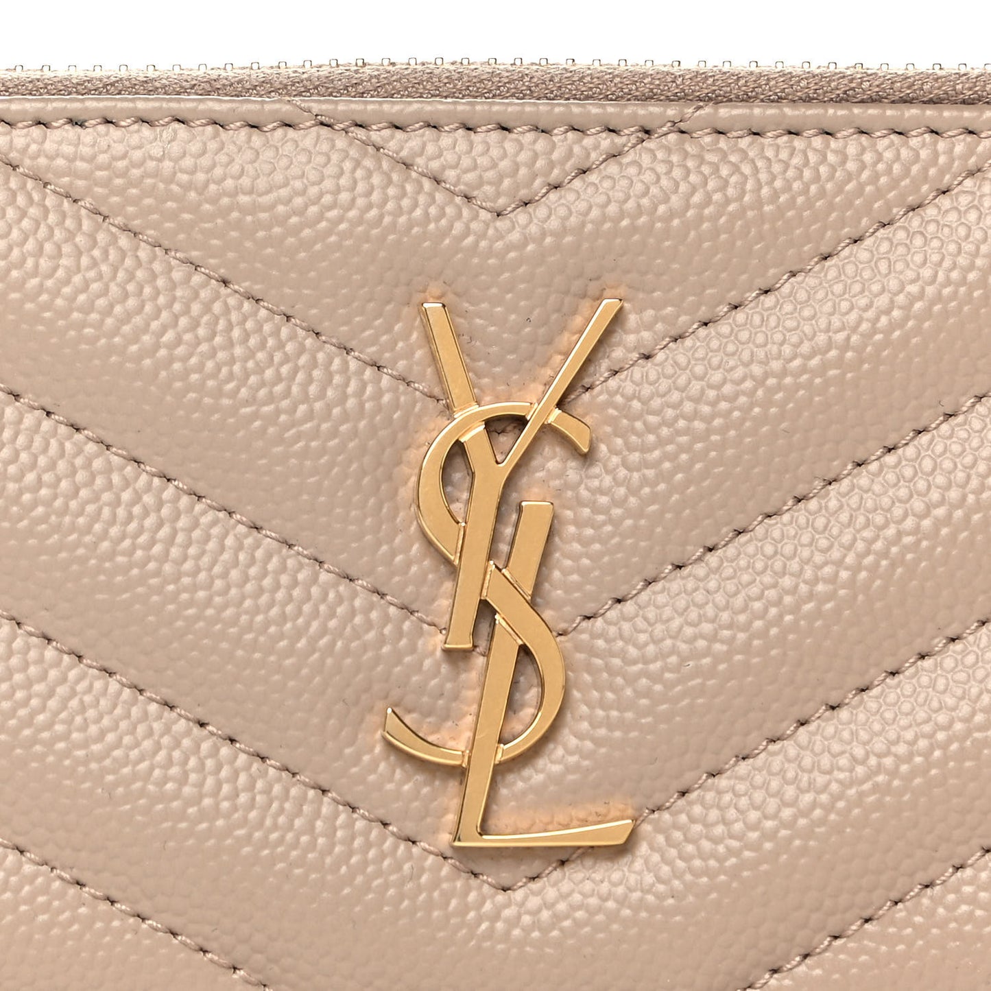 Grain De Poudre Matelasse Chevron Monogram Fragments Zippered Card Case Nude Powder