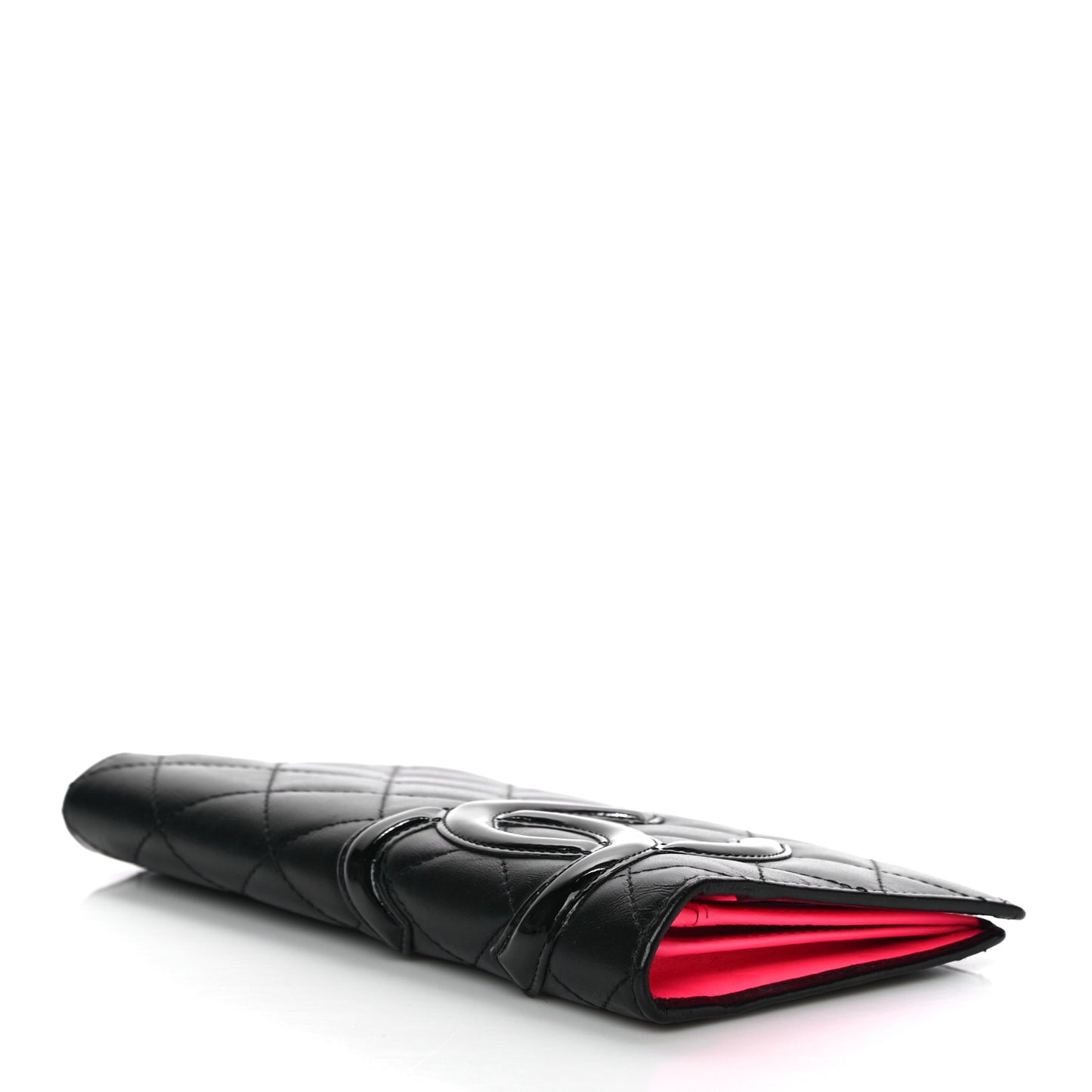 Calfskin Quilted Cambon Yen Wallet Black
