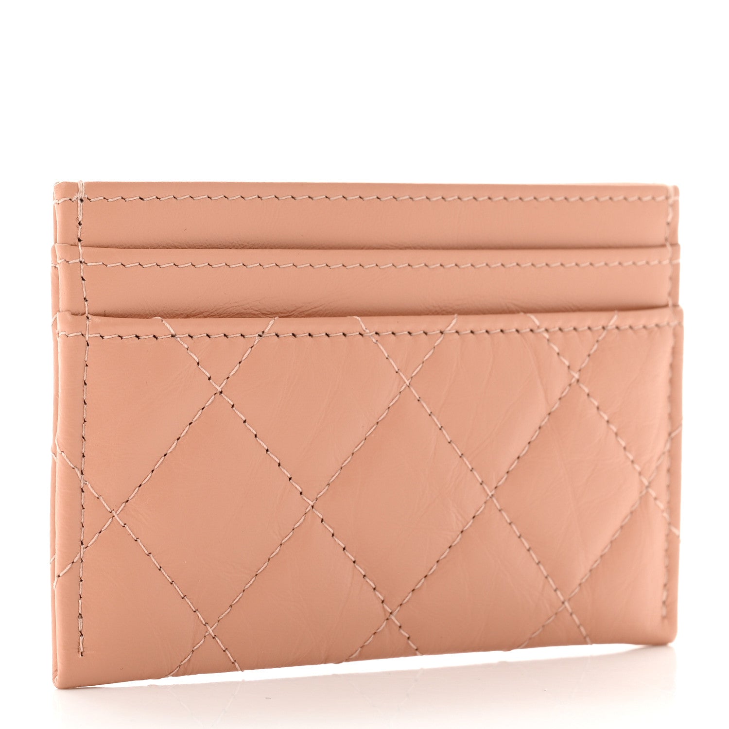 Chanel Aged Calfskin Quilted Reissue Card Holder Beige 3 of 9