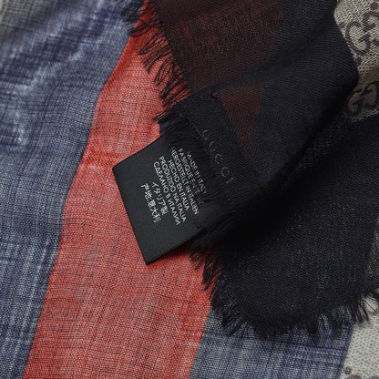 Gucci Wool Kingsnake Web Scarf Blue Red 10 of 10