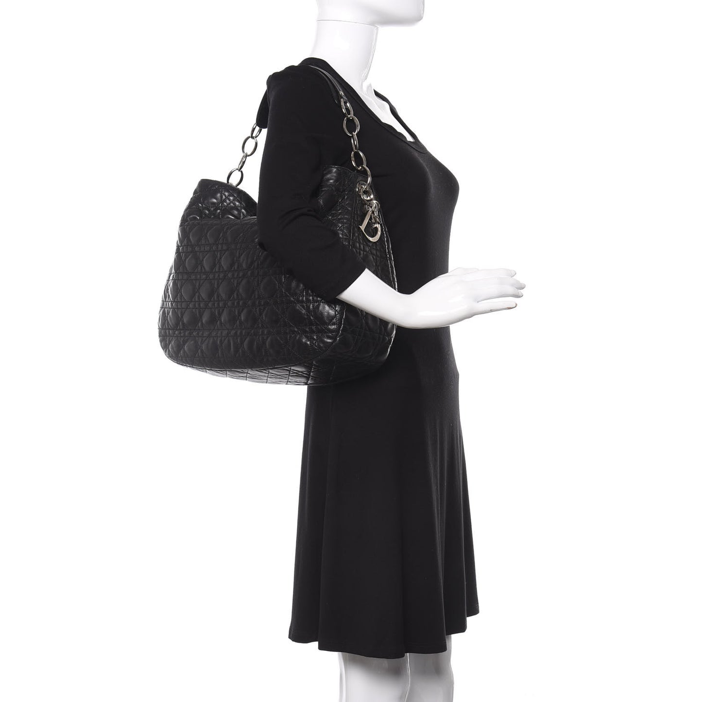Lambskin Cannage Large Dior Soft Hobo Black