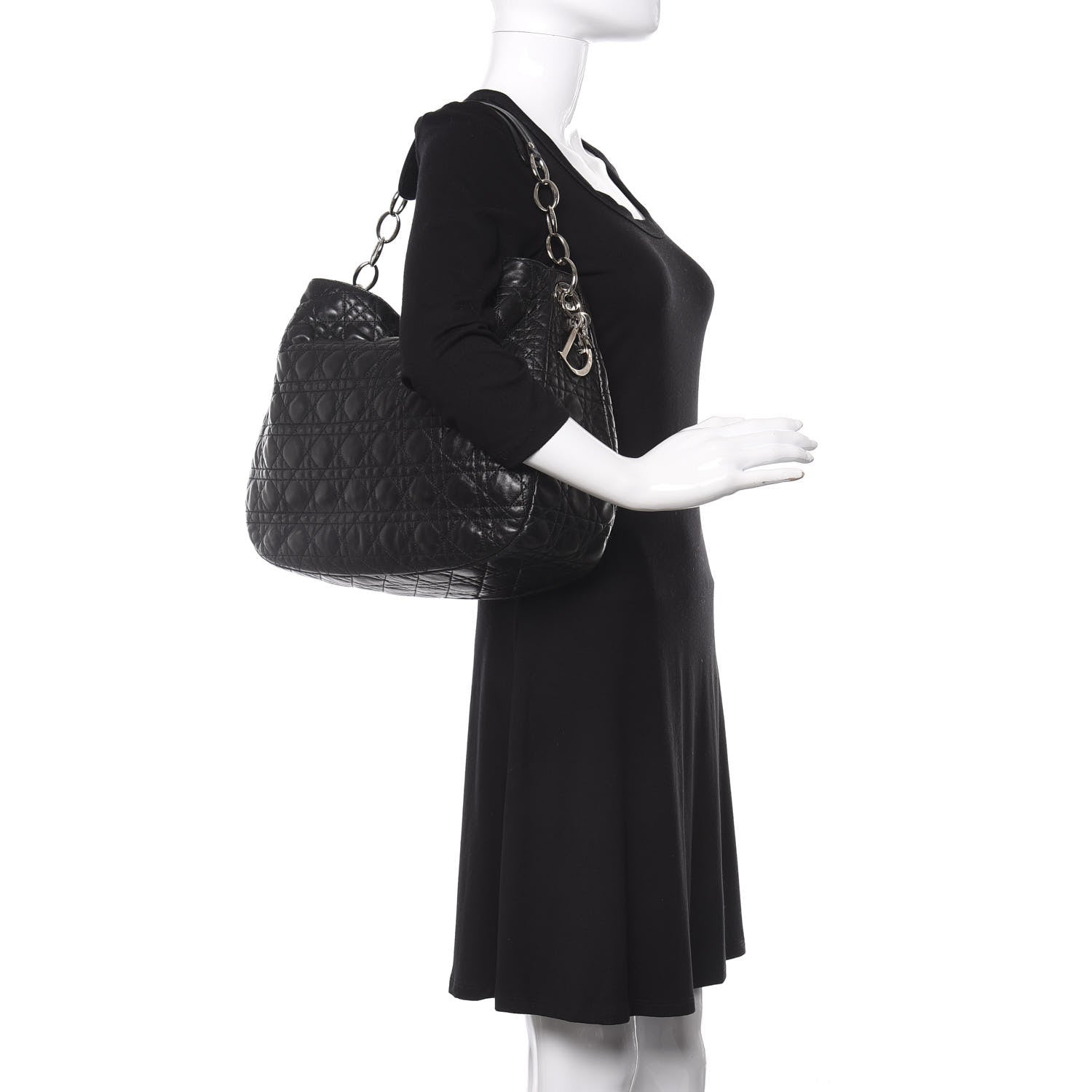 Christian Dior Lambskin Cannage Large Dior Soft Hobo Black 2 of 10