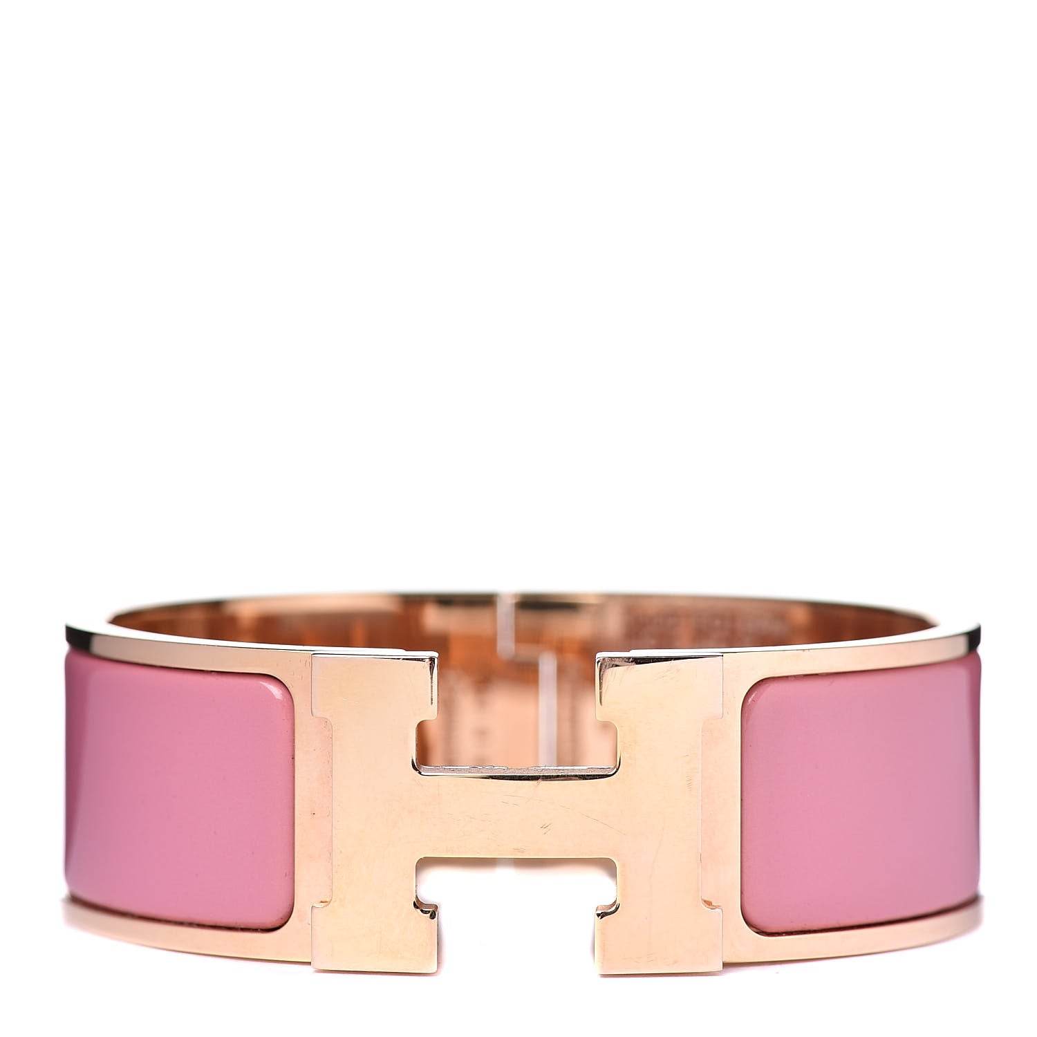 Hermes Enamel Wide Clic Clac H Bracelet PM Rose Velours 1 of 6