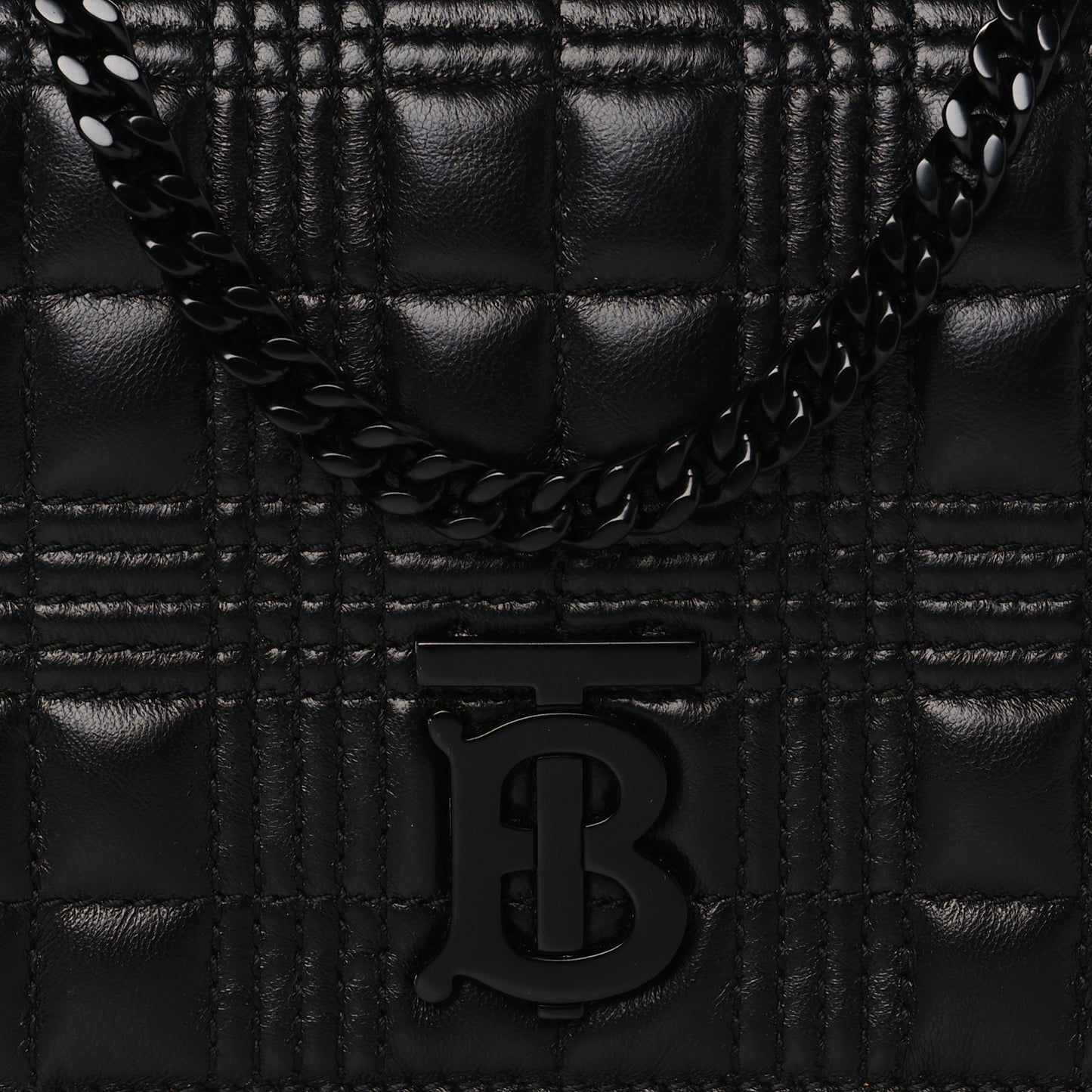 Lambskin Micro Quilted Hannah Wallet On Chain Black