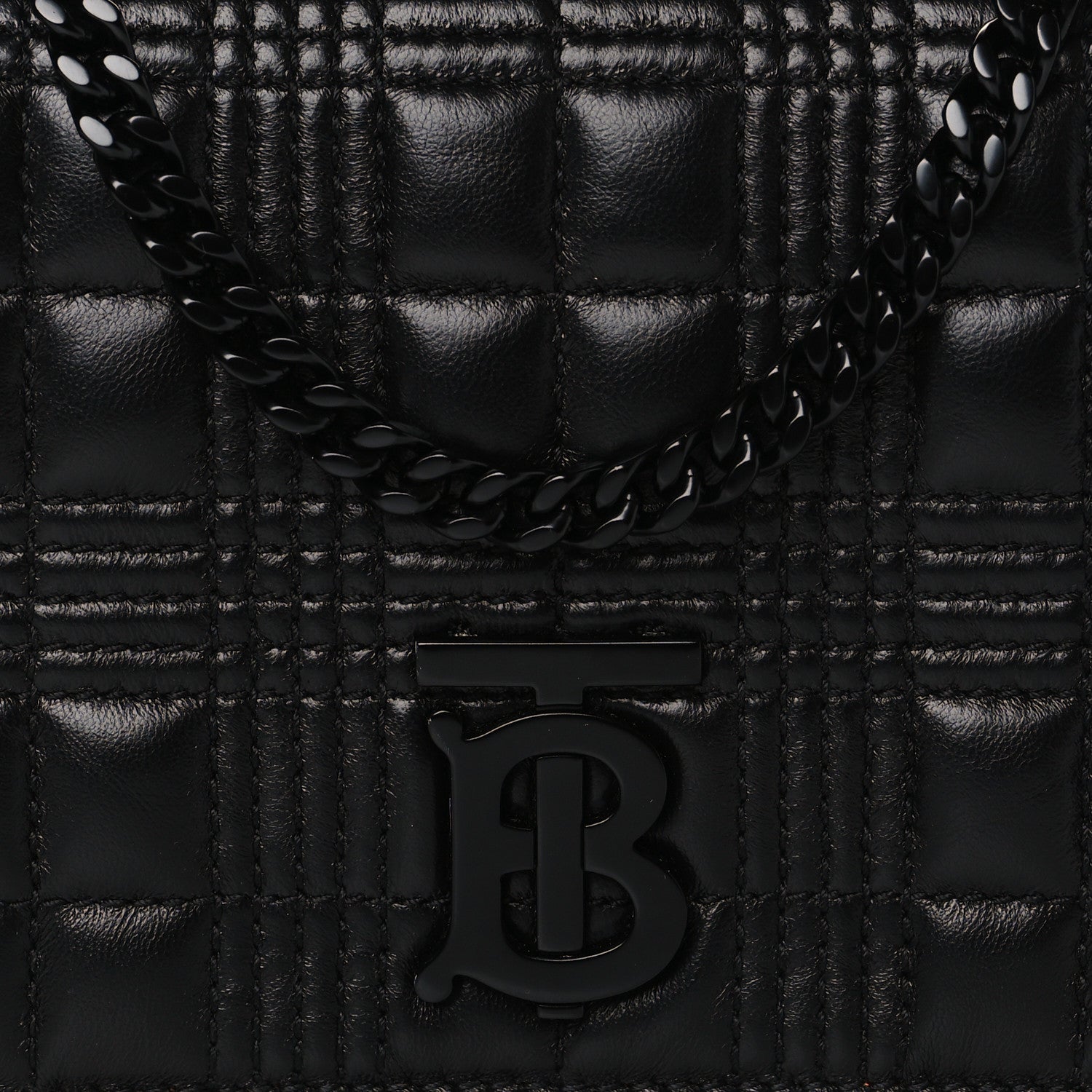 Burberry Lambskin Micro Quilted Hannah Wallet On Chain Black 6 of 8