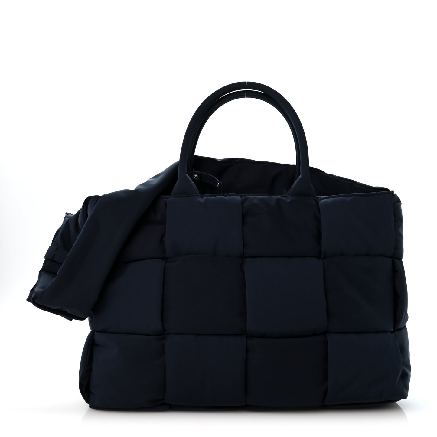 Nylon Intrecciato Padded Tech Maxi Large Arco Tote Navy Blue