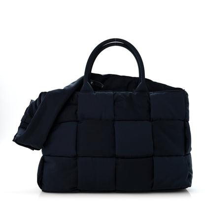 Bottega Veneta Nylon Intrecciato Padded Tech Maxi Large Arco Tote Navy Blue 1 of 9