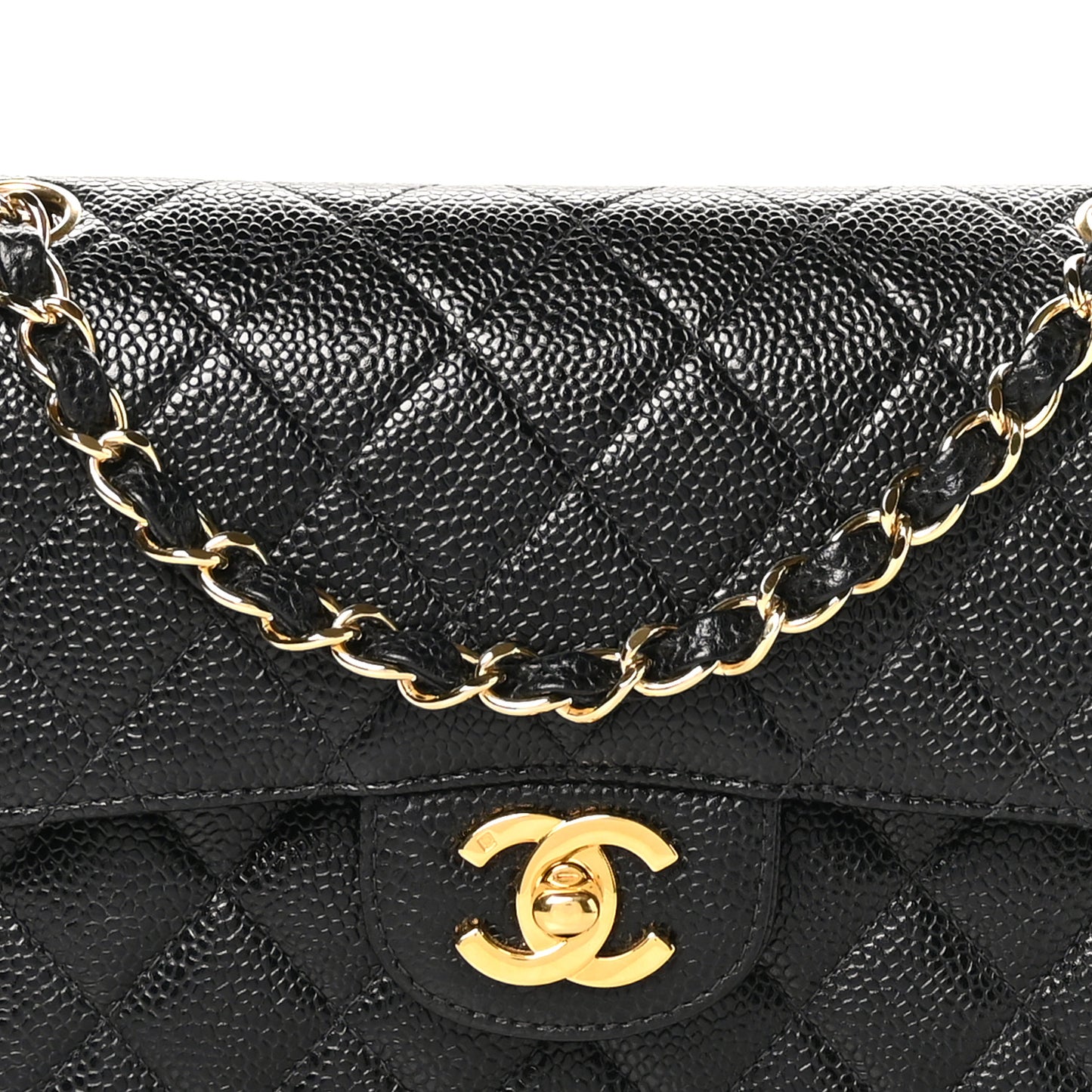 Caviar Quilted Small Double Flap Black