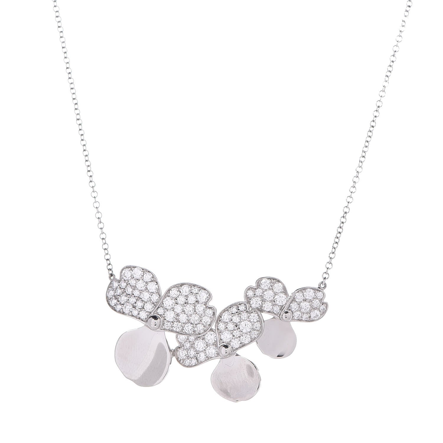 Tiffany Platinum Diamond Mini Paper Flowers Cluster Pendant Necklace 3 of 6