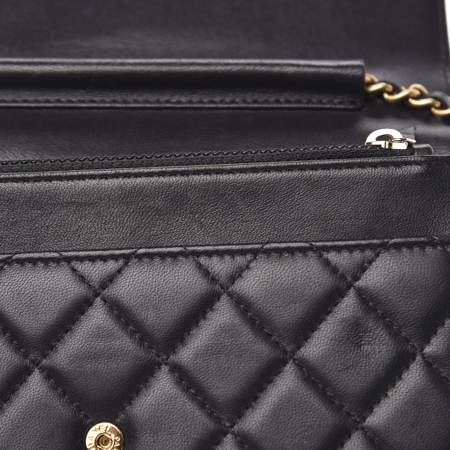 Lambskin Quilted Boy Wallet On Chain WOC Black
