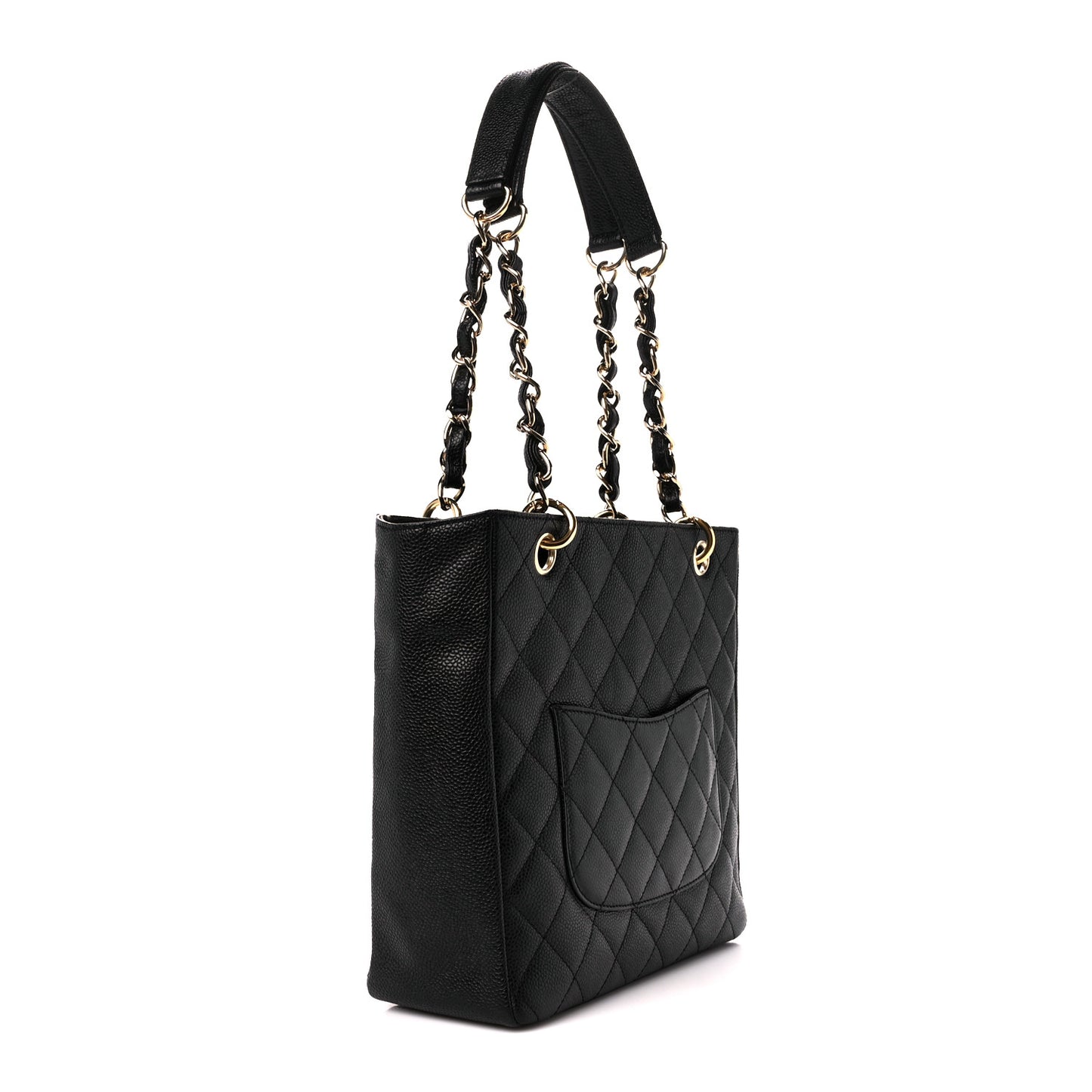Caviar Quilted Petit Shopping Tote PST Black
