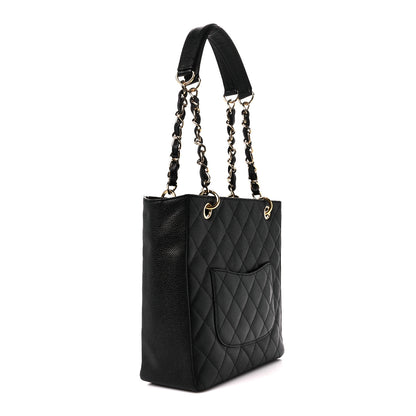 Chanel Caviar Quilted Petit Shopping Tote PST Black 3 of 12