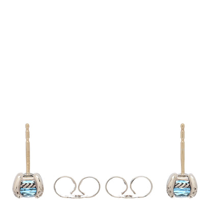 David Yurman Sterling Silver Diamond Blue Topaz 6mm Chatelaine Earrings 3 of 4
