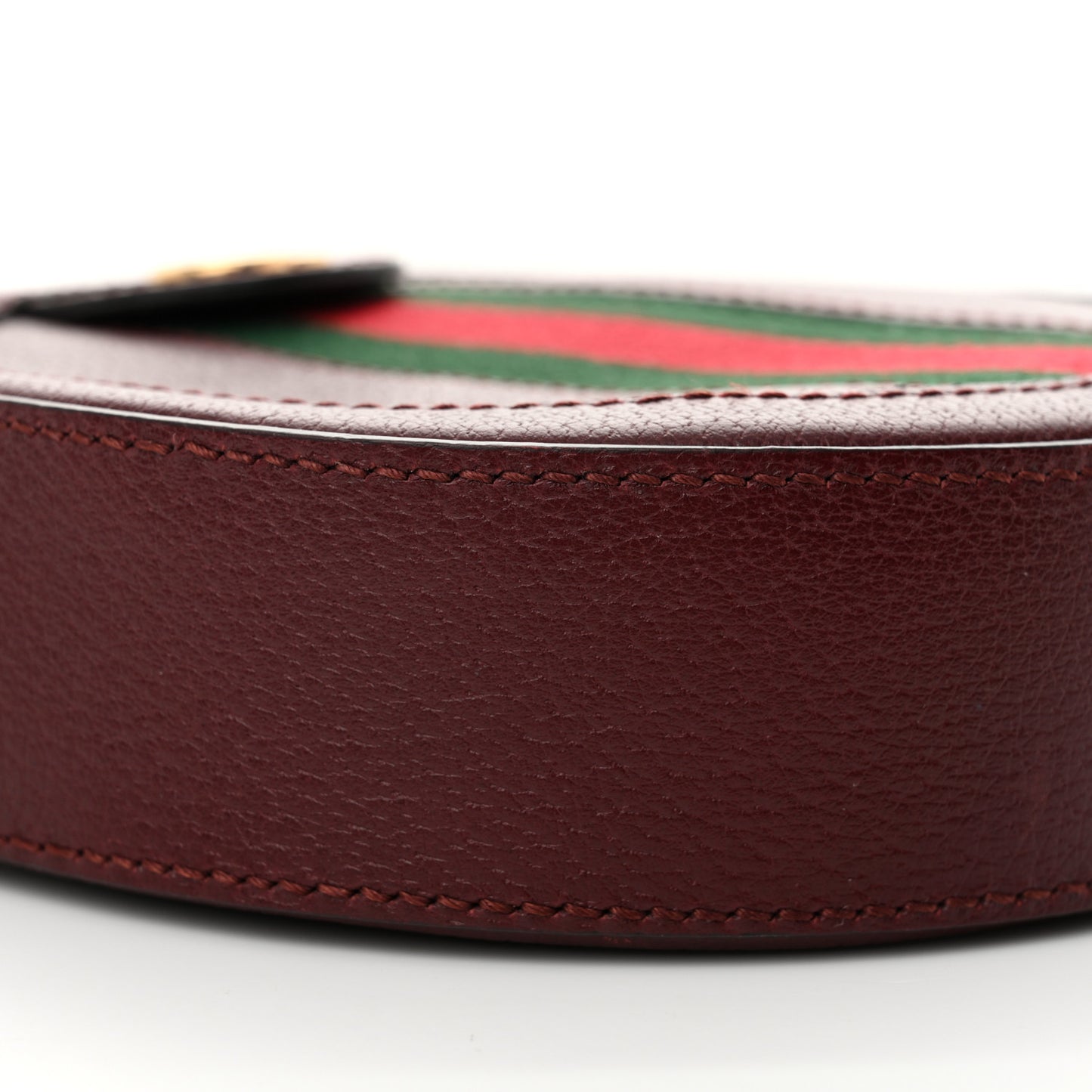 Soft Textured Calfskin Web Mini Ophidia Round Shoulder Bag Vintage Bordeaux