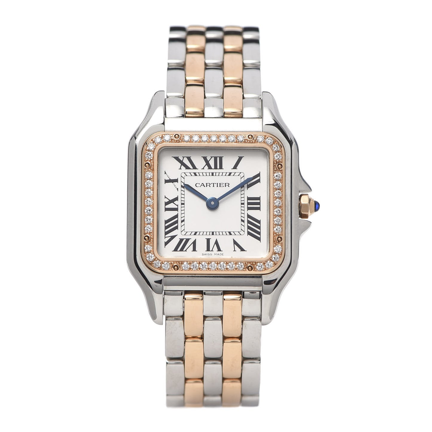 Stainless Steel 18K Pink Gold Diamond 27mm Panthere Quartz Watch