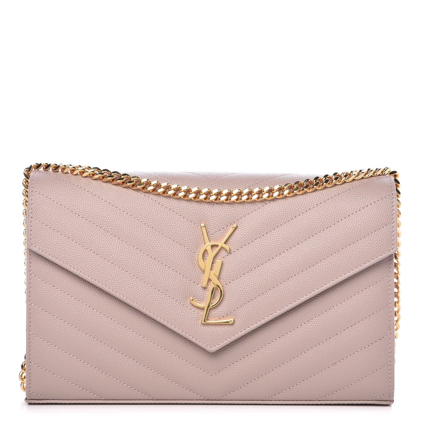 Grain De Poudre Matelasse Chevron Monogram Chain Wallet Rose Antic