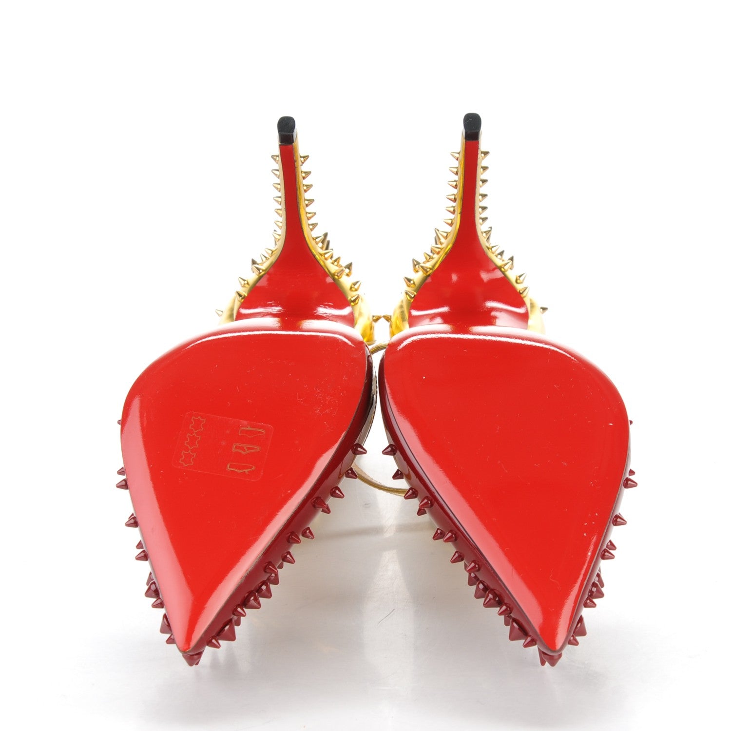 Christian Louboutin Patent Specchio Goldocross Spikes 100 Pumps 37 Carmin 5 of 7