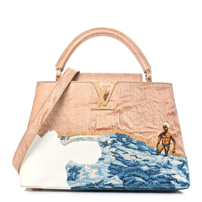 Louis Vuitton X BILLIE ZANGEWA Calfskin Printed Embroidered Capucines Artypucines MM Beige Beige 1 of 15