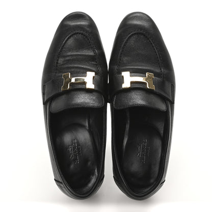Hermes Goatskin Womens Paris Loafers 35 Black 2 of 9