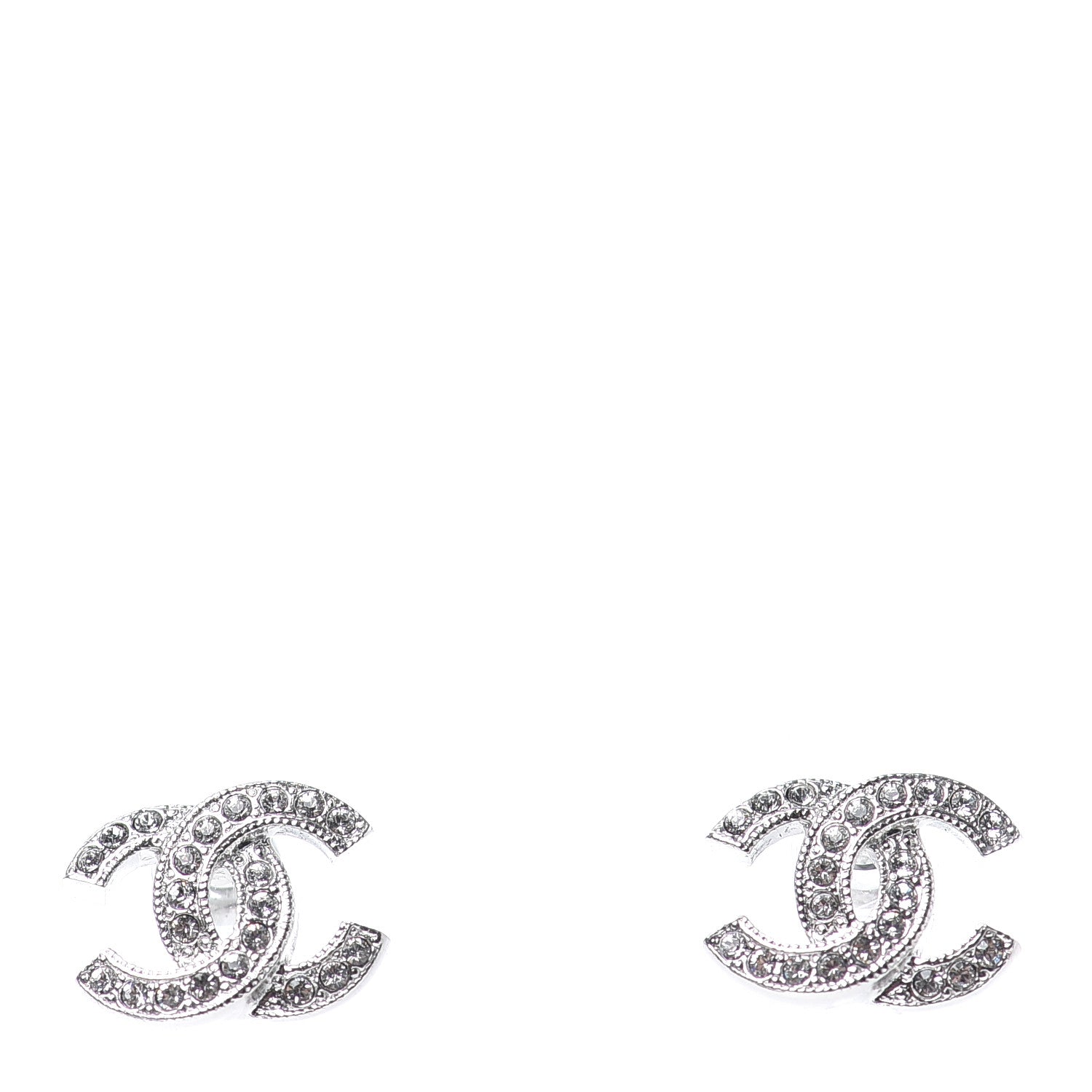 Chanel Crystal Mini Timeless CC Earrings Silver 1 of 4