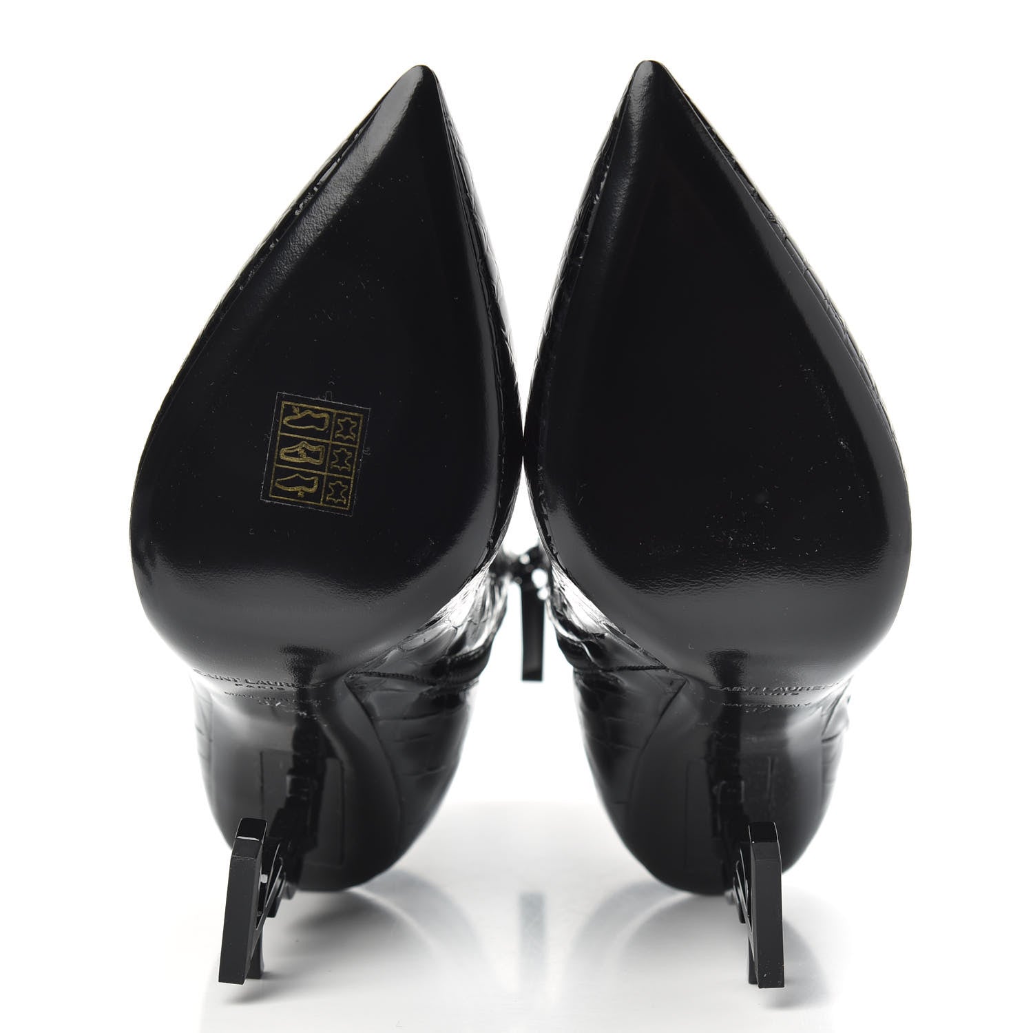 Saint Laurent Alligator Embossed Patent Calfskin Opyum 110 Ankle Boots 37 Black 5 of 8