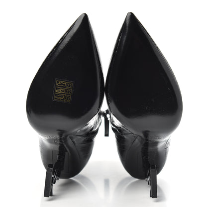 Saint Laurent Alligator Embossed Patent Calfskin Opyum 110 Ankle Boots 37 Black 5 of 8