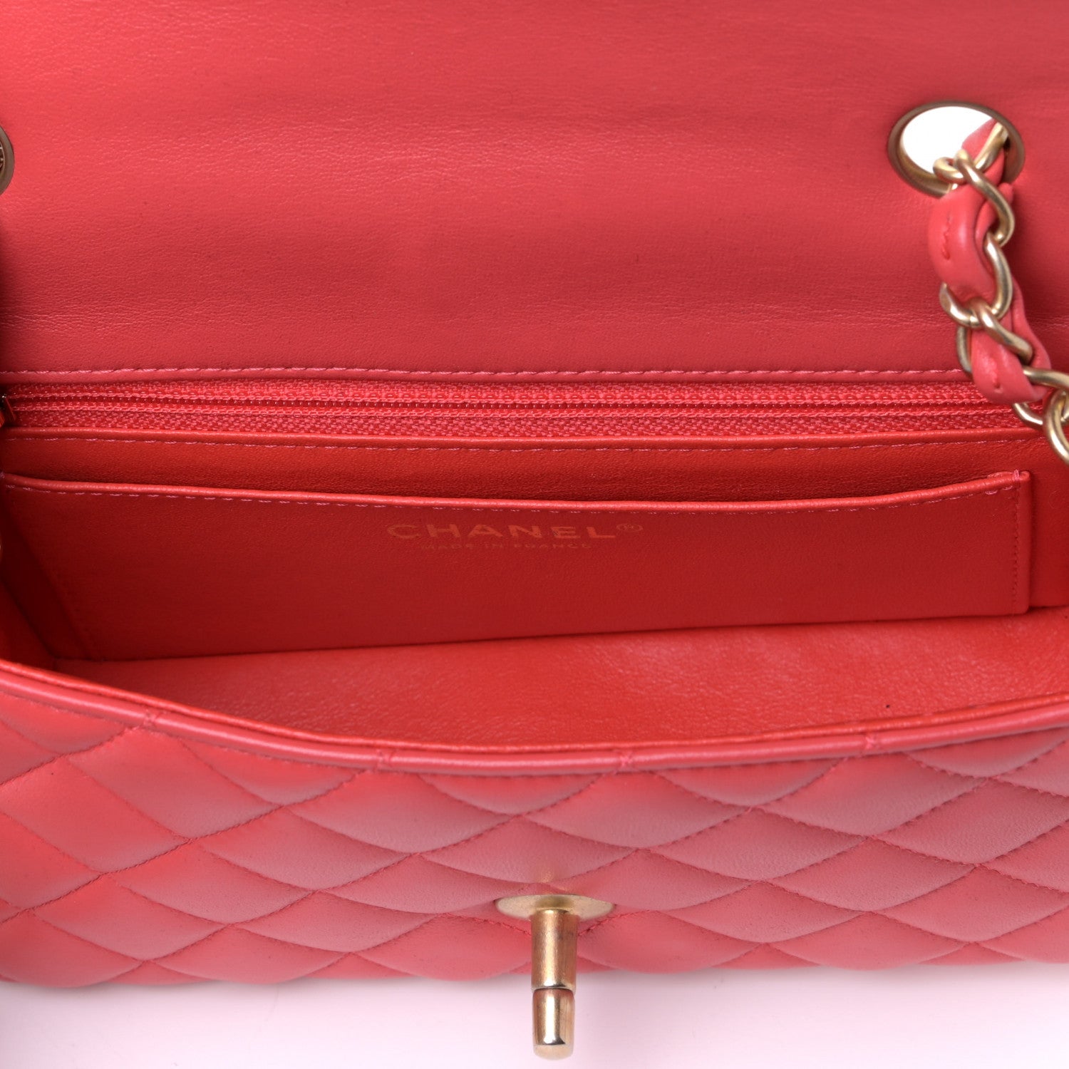 Chanel Lambskin Quilted Mini Rectangular Flap Red 9 of 19