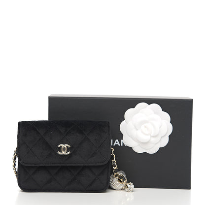 Chanel Velvet Quilted Pearl Crush Clutch With Chain Black 10 of 10
