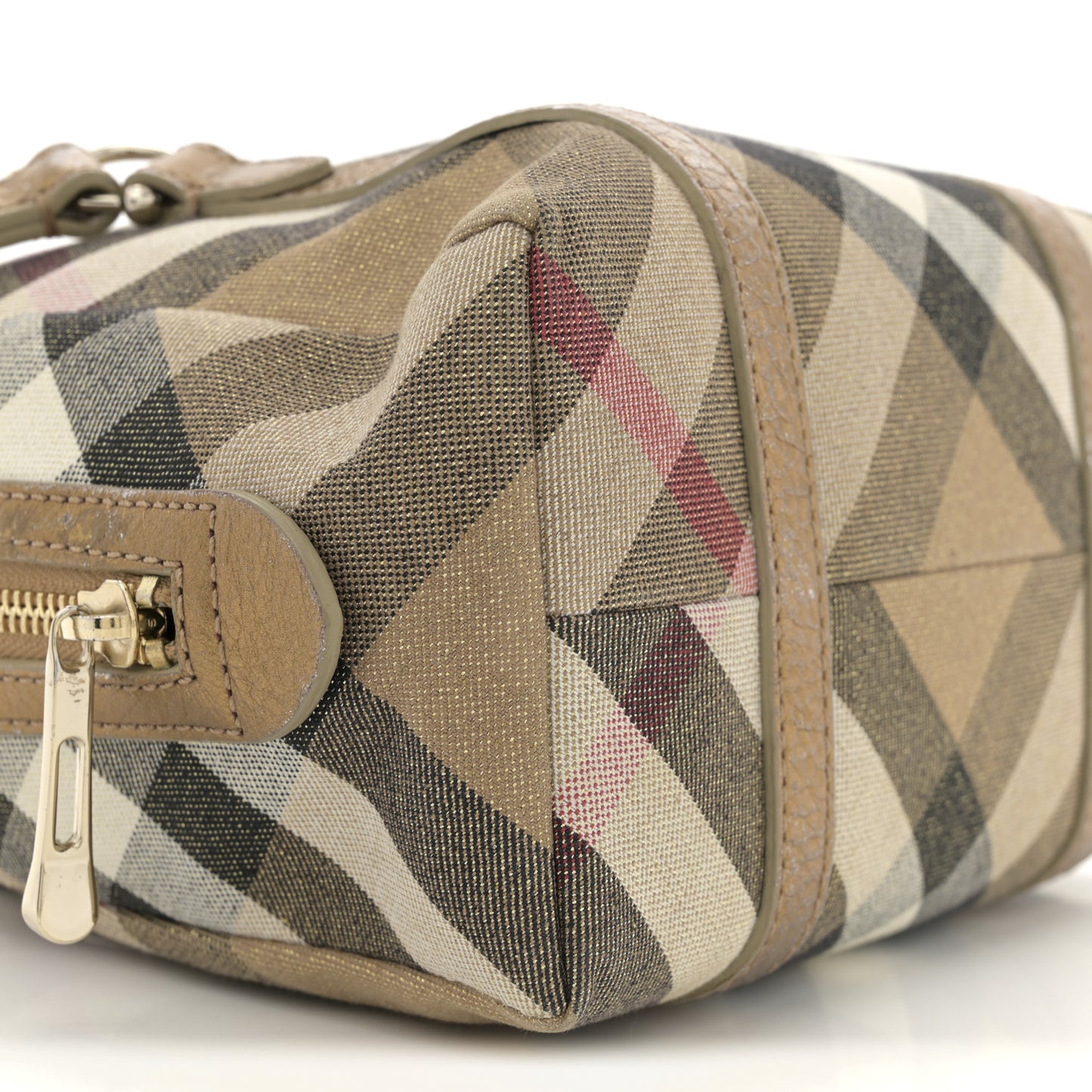 Shimmer Check Mini Boston Bag Gold
