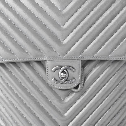 Chanel Metallic Iridescent Calfskin Chevron Quilted Small Urban Spirit Backpack Silver 9 of 9